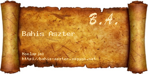 Bahis Aszter névjegykártya